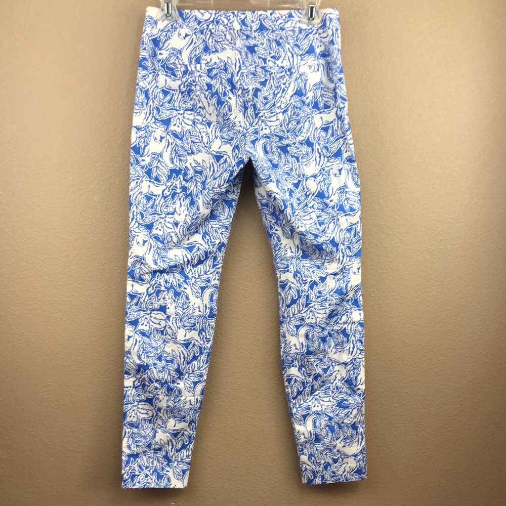 Lilly Pulitzer Kelly Blue and White Skinny Ankle Pants - Picture 4 of 5